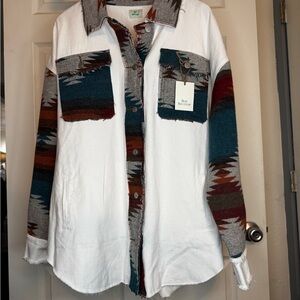 RODEO Blue Buttercup NEW Canvas Barn Coat Jacket Shacket Turquoise Southwest